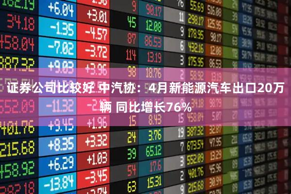 证券公司比较好 中汽协：4月新能源汽车出口20万辆 同比增长76%
