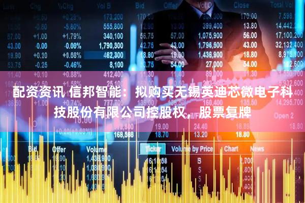 配资资讯 信邦智能：拟购买无锡英迪芯微电子科技股份有限公司控股权，股票复牌